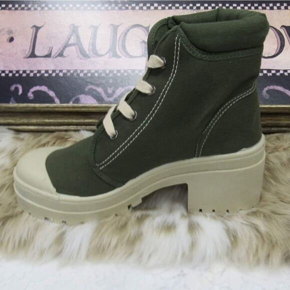 On Your Feet Green Combat Boots - Picture 1 of 4
